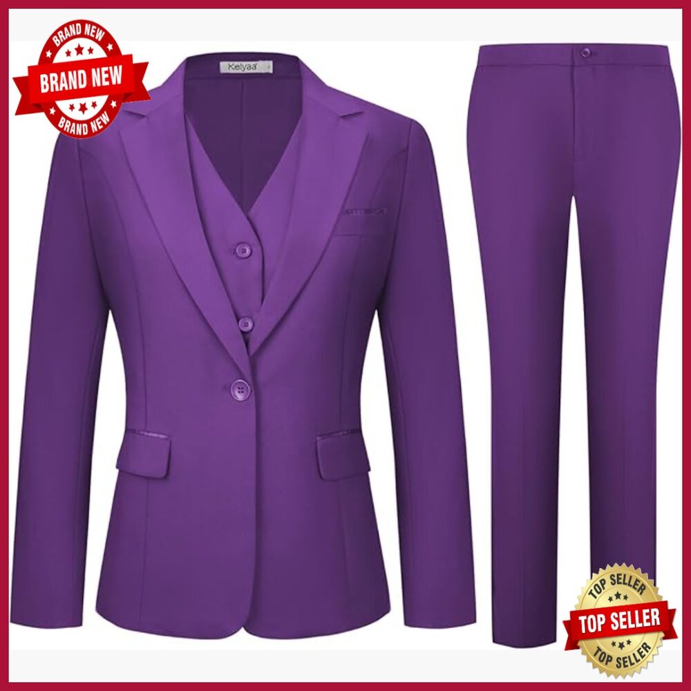Slim Fit 3-Piece Suit Set Blazer Vest Pants Business Casual Office Wear